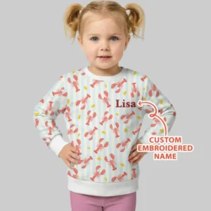 Personalized Embroidered Crawfish Summer Baby Bamboo Crewneck Sweatshirt