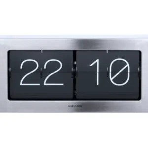 Karlsson Tischuhr mit Klappzahlen, Stahlgehäuse, Anzeige 22 und 10
