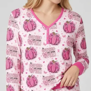We Wear Pink Pumpkin Mommy & Me Matching Bamboo Women Pajama Set