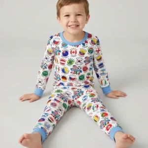 The World Plays Here 2026 Soccer Tour Bamboo Two Piece Long Sleeve Pajama Set