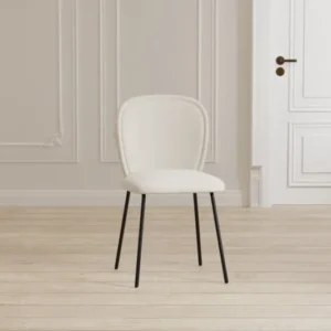 2er Set - Esszimmerstuhl Carli in Hellbeige mit schwarzem Metallgestell