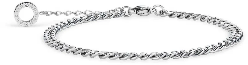 Edelstahl-Armband mit Panzerkette, silbernem Glieder-Design und rundem Verschluss