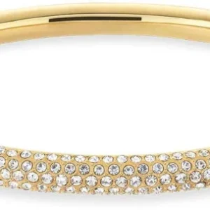 Goldfarbenes Edelstahl-Armband mit Strassbesatz, ovale Form