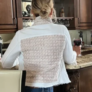 The White Denim Jacket / Tweed Light Pink