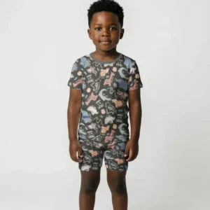 Funny African Animals Bamboo Two Piece Short Sleeve Shorts Pajama Set