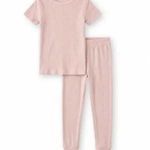 Saruka Ribbed Bamboo Two Piece Short Sleeve Pajama Set