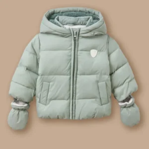 Einfarbige Steppjacke mit Sherpa-Futter für Babys