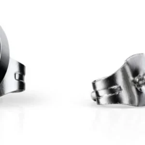 Edelstahl-Ohrstecker mit blauem Stein und Zirkonia-Kranz
