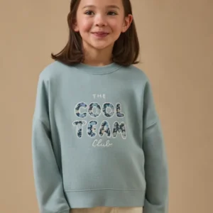 Mädchen-Sweatshirt « Cool Team », aus Liberty®-Stoff, Bio-Baumwolle