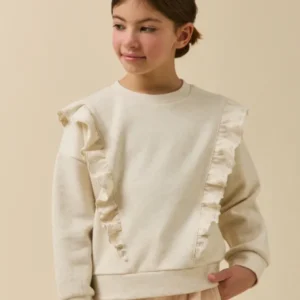 Mädchen-Sweatshirt mit Volants - Bio-Baumwolle