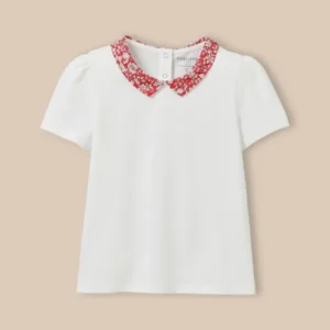 Mädchen T-Shirt mit einem Kragen aus Liberty®-Stoff – Bio-Baumwolle