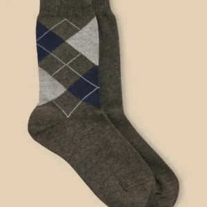 Socken im 2er-Pack mit Intarsienmuster und uni