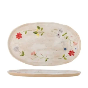 Servierplatte Calisa – handbemalte Steingutplatte mit floralem Design