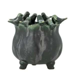 Blumentopf Fiora – Steingut mit verspielten Vogeldetails