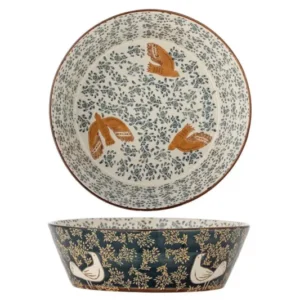 Schale Bindy – handbemalte Steingutschale mit Vogelmotiv