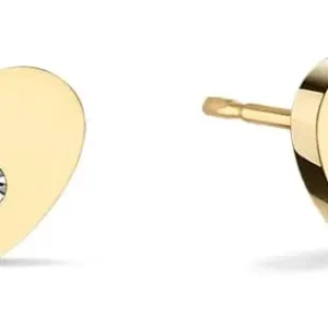 Herzförmige Ohrstecker mit klarem Steinchen in goldfarbener Fassung