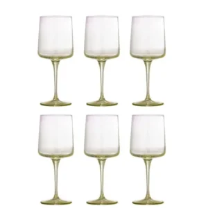 Weingläser Olivia – mit goldgrünen Stielen (6er-Set)
