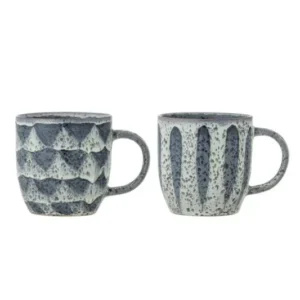 2er Set Becher Ula – Grau/Blau, gefertigt aus Steingut