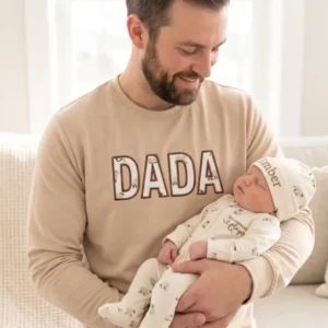 Pray Dada Appliqué Embroidered Bamboo Men Crewneck Sweatshirt