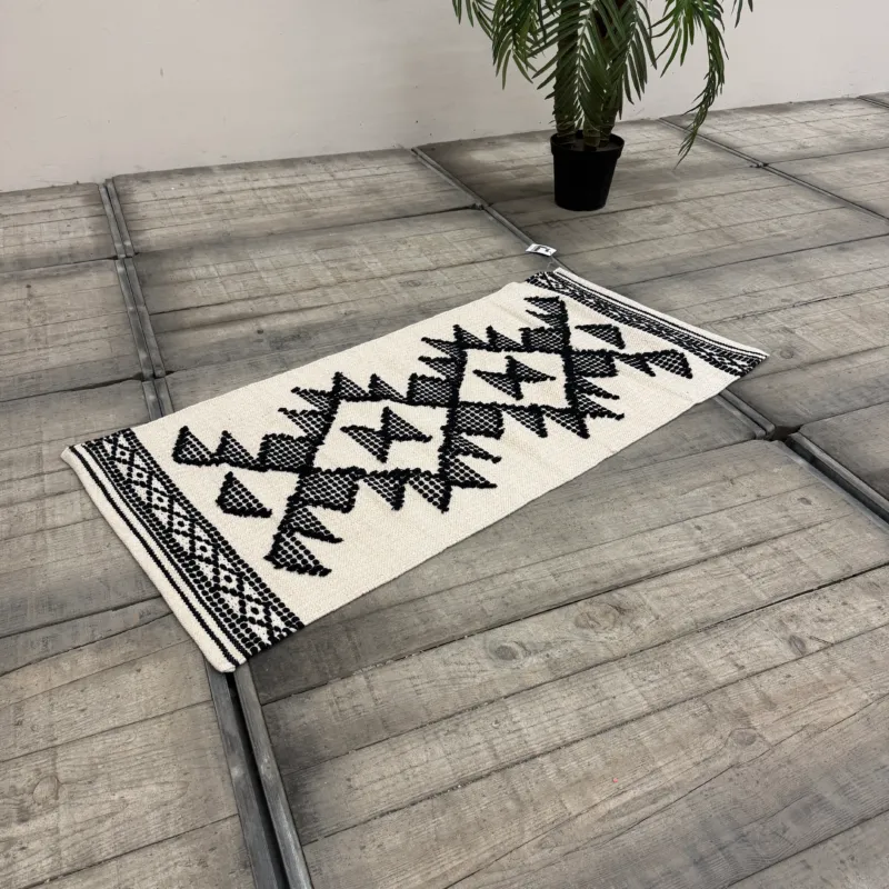 KidsDepot Läufer Boho Ethno Geometrisch Schwarz Weiß 70x140