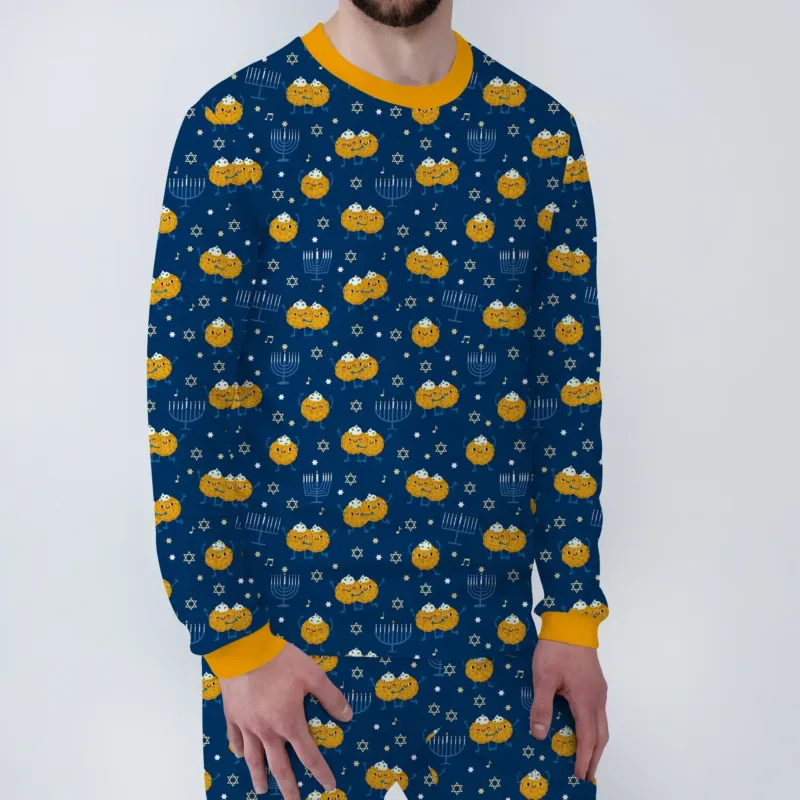 Hanukkah Latke Family Matching Bamboo Men's Pajama Set