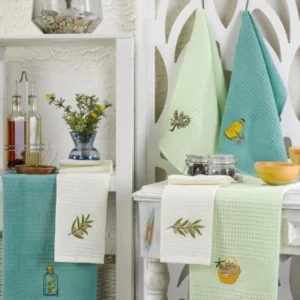 HELDENA Geschirrtücher Mint – 6er Set, 40×60 cm, Baumwolle Waffelstruktur