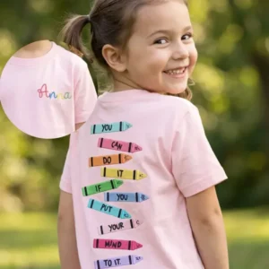 Custom Name Color Your Mind Embroidered Bamboo Crewneck T-Shirt