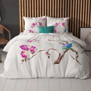 Bettwäsche Magnolien Weiß Bettbezug mit Kissenbezug