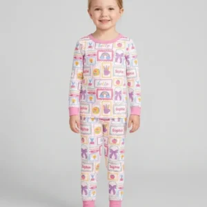 Custom Name Hello School Bamboo Two Piece Long Sleeve Pajama Set