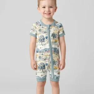 Whimsical Watercolor School Village Bamboo Shorty Zippy