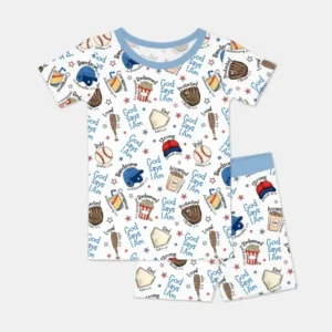 Christian Baseball Bamboo Two Piece Short Sleeve Shorts Pajama Set