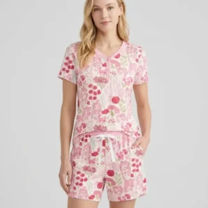 Blushing Wildflowers Bamboo Women Short Sleeve Short Pajama Set