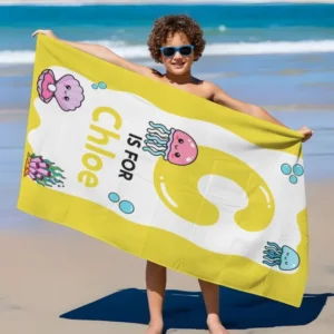 Personalised Ocean Theme Oversized Bamboo Beach Towel