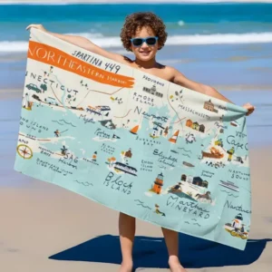 Northeastern Harbors Bamboo Beach Towel