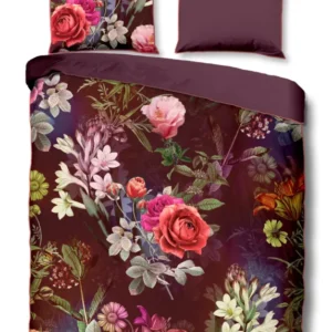 Descanso Satin Bettdecke "Simone" - Bordeaux - Dubbele instopflap