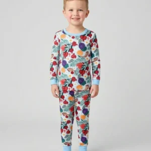 Pomegranate Blessings Night Family Matching Bamboo Two Piece Long Sleeve Pajama Set