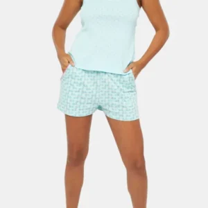 Débardeur Femme Coton en maille ajourée Bleu 1