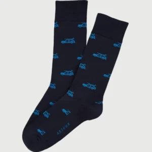Chaussettes Homme Surf Marine Imprimé voitures planches de surf bleues 1