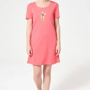 Chemise de nuit Femme Nina Manches courtes Imprimé chien labrador avec fleurs 1
