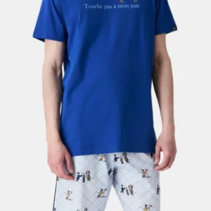 Pyjamas Homme Touche pas à mon putt BLEU 1