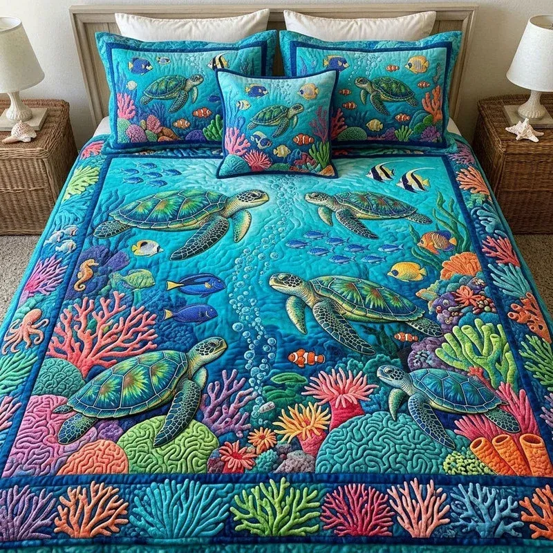 Abyss Aquarium Bamboo Quilt Bedding Set