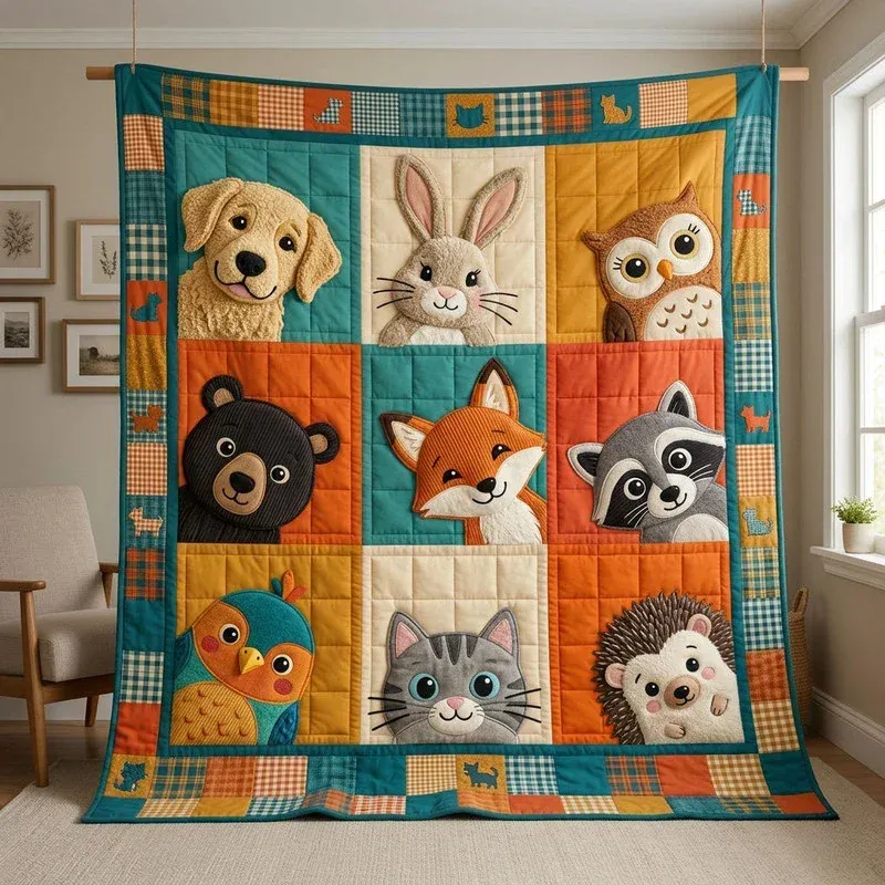 Animal Friends Bamboo Quilt Blanket