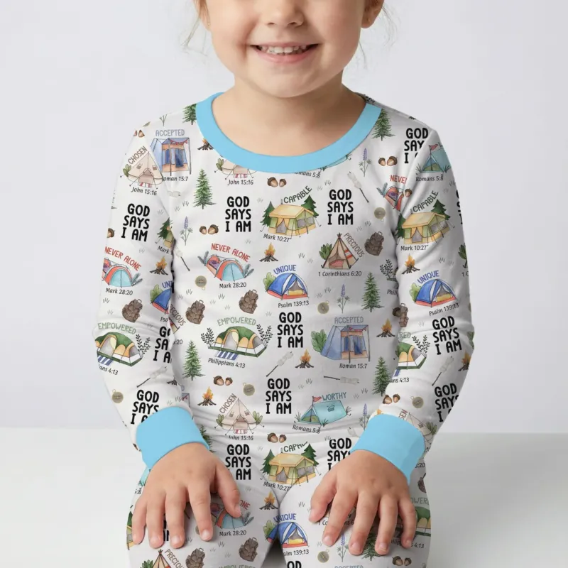 God Says I Am – Adventure Affirmations Bamboo Two Piece Long Sleeve Pajama Set