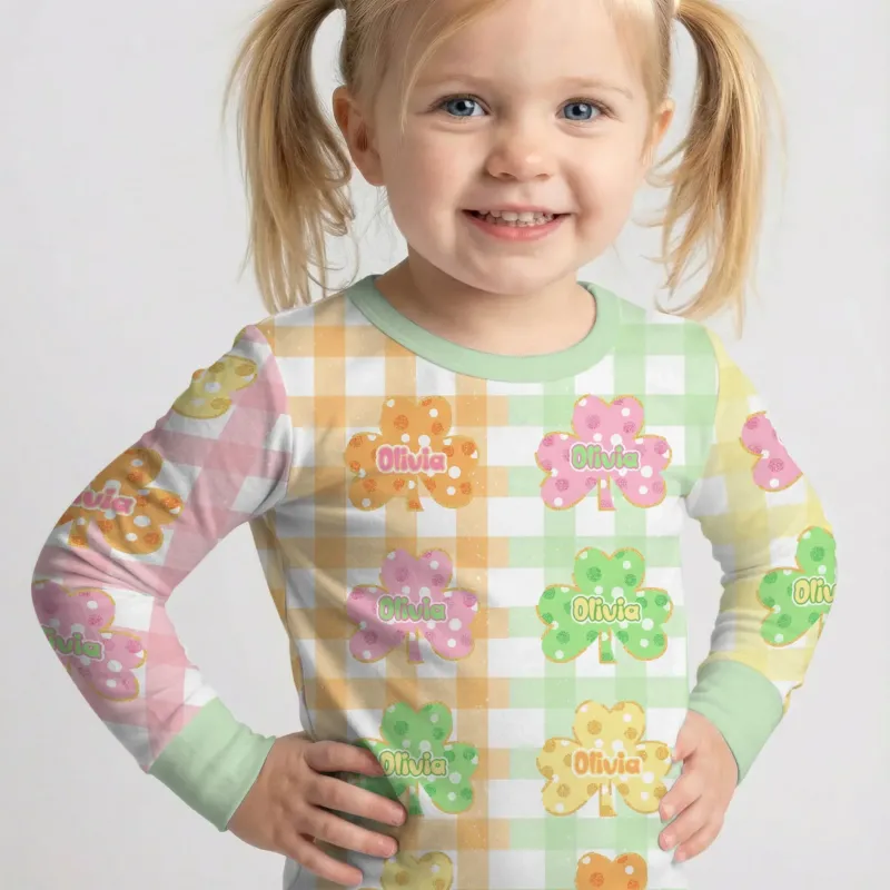 Lucky Shamrock Bamboo Two Piece Long Sleeve Pajama Set