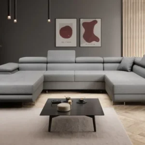 Designer Sofa Lago mit Schlaf - und Klappfunktion in Bouclé