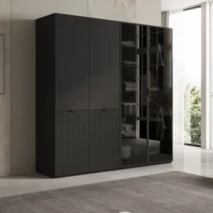 Moduro Nero – Modularer Kleiderschrank mit Glas- und Strukturfront
