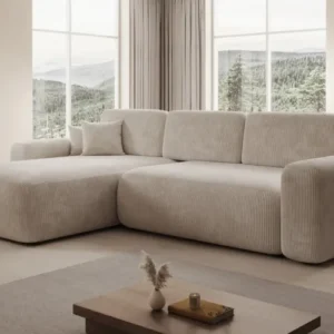 Designer Ecksofa Lola mit Schlaf- und Klappfunktion in Cord