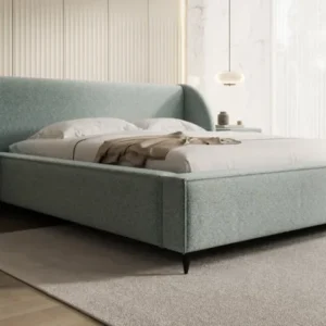 Designer Polsterbett Freya in Strukturstoff mit Stauraum
