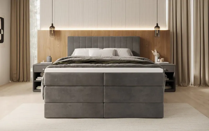 Boxspringbett Avera mit Stauraum in Samt – Bild 2