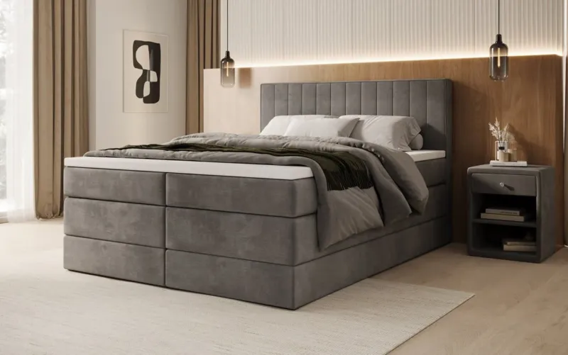 Boxspringbett Avera mit Stauraum in Samt